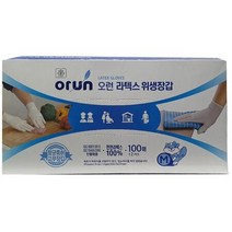 오런 천연 식품용 라텍스 위생장갑 100매 요리 손보호, 1개, 중형M