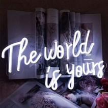 네온사인 인테리어 클럽 바 The World Is Yours 맞춤형 네온 조명 웨딩 파티 LED 방 호텔 침실 고백 벽 장식, White