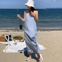 겟잇미 린넨 스퀘어넥 뒷트임 나시 롱원피스