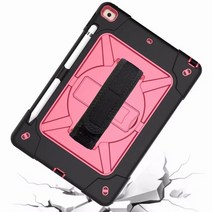 보조배터리 IPad 9th 8th 7th 10 2 10.2 A2197 A2429 A2603 어깨 스트랩 태블릿 TPU 실리콘 PC 스탠드 Fundas, [01] black rose red