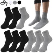 골져스토어 C97 씨구칠 두껍지않은 순면97% 남자 논쿠션 스포츠 중목 양말 10켤레, 회색_5 흑색_5켤레