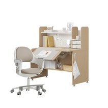 한샘 티오 그로잉데스크 전면책상 3단 120x75cm+링고S DIY, C형-화이트/내추럴오크, B형-조약돌베이지(H)
