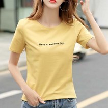 데일로엔 여성용 HAVE A AWSOME DAY 레터링 반팔티셔츠