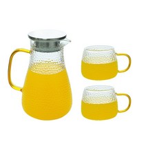 티포트 약탕기 1.5L 유리 주전자 대용량 붕 규산염 내열성 차가운 커피 메이커 편리한 사무실 차 RR2111, 03 Kettle with 2 cups