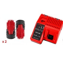 밀워키 호환 배터리 M12 12V 9AH 6AH 3AH 충전기 묶음, 충전기+3AH 2개, 1개