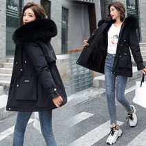 여성 모피카라 패딩 점퍼 자켓 여자 코튼 롱 긴 코트 면 야상 미들 바람막이 미드