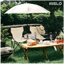 INSLO 감성캠핑 간편한 2인용 접이식 캠핑체어+파라솔 세트