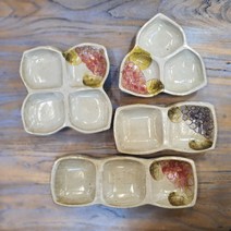 수국 도자기 예쁜 4칸 3칸 2칸 반찬 나눔접시 다이어트접시, 보라, 4칸 나눔