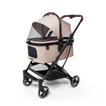 강아지유모차 개모차 접이식 애견 소형견 대형견 반려견 고양이 유모차, 5.라이트브라운-탈착식아기침대