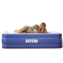 CATCAB 내장 펌프가 있는 에어 매트리스 에어 매트리스 공기 주입식 침대 0.6mm 매우 두꺼운 플록 탑 45.7cm(18인치) 퀸 사이즈 캠핑 여행 손님 가정 보관