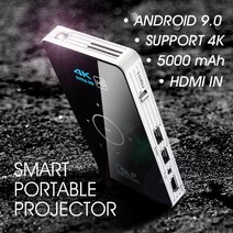 ALSTON-C6 미니 DLP 프로젝터 4K 안드로이드 9.0 WiFi 블루투스 휴대용 야외 영화 홈 시네마 스마, 01 1GB 8GB_03 AU 플러그