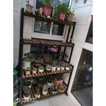 철제 화분 선반 계단식 진열대 심플랙 베란다 테라스 다육이 이동식, [블랙 원목] 4단100x40x156강화휠