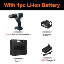 뿌레카 쁘레카 해머 전동 전기 드릴 3 IN 1 388VF 13mm 브러시리스 스크루, 협력사, 1배터리 EU 플러그