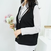 조끼 셔츠 레이어드룩 카라요꼬 셔츠티
