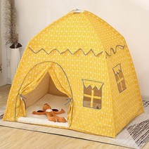 텐트브랜드 한강 백팩킹 장박 겨울용 가성비 텐트 1.3m 휴대용 wigwam 접는 tipi 놀이 집 큰 핑크 공주 성 방 장식, 노란색 격자 무늬