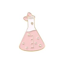 실험실 소모품 비커 에나멜 핀 갤럭시 레인보우 병 핑크 하트 매듭 금속 브로치 배지 과학 애호가 선물, 한개옵션1, 04 pink bowknot