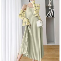 여성 주름 원피스 민소매 나시 끈 무지 심플 봄 여름 여자 플리츠 드레스 2023 의류 pleated dress XK0510