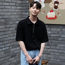 붐스타일 데일리 골지 세미 오버핏 카라티