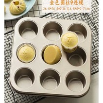 홈베이킹 미니 붕어빵틀 9구 머핀 마들렌 케이크 몰드, 골드 원주 9시리즈 (송솔)