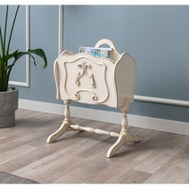 영국 귀족문양 엔틱 화이트 잡지책 꽂이대(42cm) 홍보물 매거진 만화책 렉