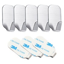 옐로쉬핑크 강력접착 3M 스테인레스 다용도 벽걸이 후크, 5개