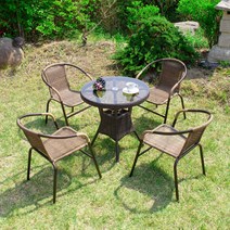 메이드 700 원형 39번 4인 야외 테이블 세트, 테이블1ea+의자4ea