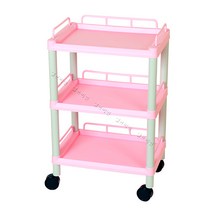 셀프미인 G0 웨건(손잡이 없고 가드레일 있음) 피부관리실선반 미용웨건 웨건 이동식웨건, 핑크