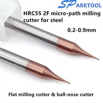 엔드밀 앤드밀 마이크로 플랫 엔드 밀 2 플루트 0.2-0.9mm 4mm 생크 텅스텐 카바이드 CNC 라우터 비트 TiCN 코팅 미니 밀링 커터 154088, 0.8X4DX50L, 1PCS