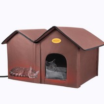 IPEAIN 야외 고양이를 위한 온열 고양이 집 엑스트라 와이드 겨울용 내후성 야생 보호소 여러 소형견을 대형 쉬운 조립(그린), Tan