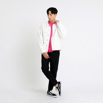 NOB 블랙 앤 화이트 오버핏 데님 면 자켓 점퍼