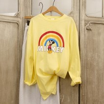 [디즈니] 무지개 미키마우스 봄가을 긴팔 오버핏 롱티