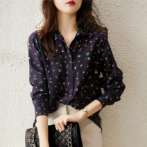 데이홀릭 여성용 패턴 카라 꽃무늬 단추 셔츠 블라우스