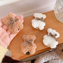 뽀글이 곰돌이 머리핀 귀여운 에쁜