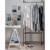 멀티 스탠딩 옷걸이 드레스룸 원룸 오피스텔 좁은방 자취 사무실 모자 선반형 행거 옷장, 멀티행거 블랙