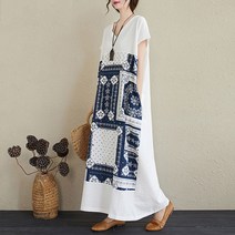 퀸앤조이 에스닉 루즈핏 린넨 맥시 롱원피스