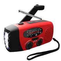 AFBEST 비상 태양열 자체 전원 AM/FM/WB(NOAA) 라디오 손전등 휴대폰 충전기: 스마트폰 및 USB 장치, 블랙 & 레드