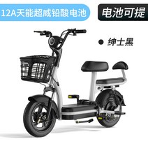 전기자전거 레트로 자토바이 장거리 출퇴근 배달 전동 2인용 전기 자전거 스쿠터 팻바이크, 48V, 12아, 검정 + 12a Tianneng 납산 바람직함 +