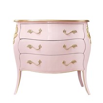 [유캐슬] 피에르 엔틱서랍장 3단수납장 원목 엔틱가구, 색상:베이비핑크