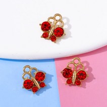 견고한 합금 지르콘 크리스탈 유리 나비 꽃 참 펜던트 13x13mm DIY 귀걸이 목걸이 만들기 럭셔리 쥬얼리 액, 01 Red 20Pcs
