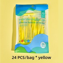 치면착색제 교정용왁스 치과용 고리 유아 아기치실 ii 모양의 치간 브러시 denta 치실 치열 교정 청소기 치과 치아 이쑤시개 20 개대 구강 관리 도구, 가방 노란색 24pcs