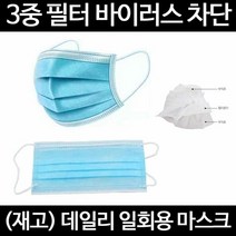 3중 필터 미세 먼지 일회용 마스크 재고보유 50매, 블루 50매