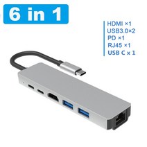 아이맥호환 USB C 악세사리 type c 허브 usb type c to hdmi 4k pd 5a 87w 독 rj45 lan usb 3.1 분배기 usb c 전원 공급 액세서리, 1에서 6