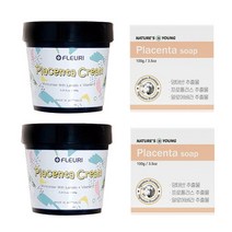 플루리 양태반크림 100g 2개 + 태반비누 100g 2개 / 플라센타 라놀린 크림