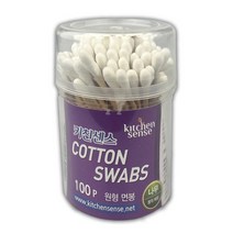 키친센스 원형 면봉 나무 100개입 속눈썹 불고데용 아이 메이크업 클렌징 수정용 귀이개 화장대 파우치, 단품, 단품