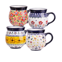 메종오브제 프라카 항아리머그 중 4종세트 A, 체리블로썸.레드팬지.프리지아.믹스플라워, 1세트