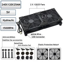 난로팬 동력팬 타프팬 무동력에코팬 USB 라우터 팬 TV 박스 쿨러 5V 80mm 92mm 120mm 240mm PC DIY 나사 포함 보호망 저소음 데스크탑 테이블 책상, [06] 240X120 Hydraulic