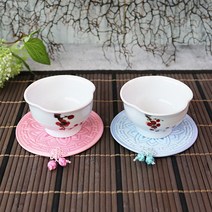 전통 연꽃 태극문양 컵받침 5P 전통장식 한국기념품 티코스터 외국인선물 전통선물, 한지포장, 전통종이백