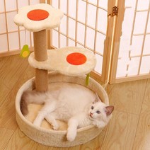 기둥형 원목 캣타워 스크래쳐 캣타워 고양이장난감, D