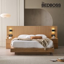 베드보스 플라주 템바보드 호텔 침대 프레임 국내 주문 제작 슈퍼싱글 퀸 킹 라지킹, 플라주 패널 협탁 1개, 기본 (오크/애쉬)