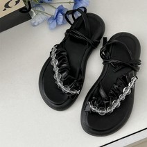 레트로 올 매치 플랫 레이스 업 샌들 10대 여름구두 여행샌들 비치샌들 20대